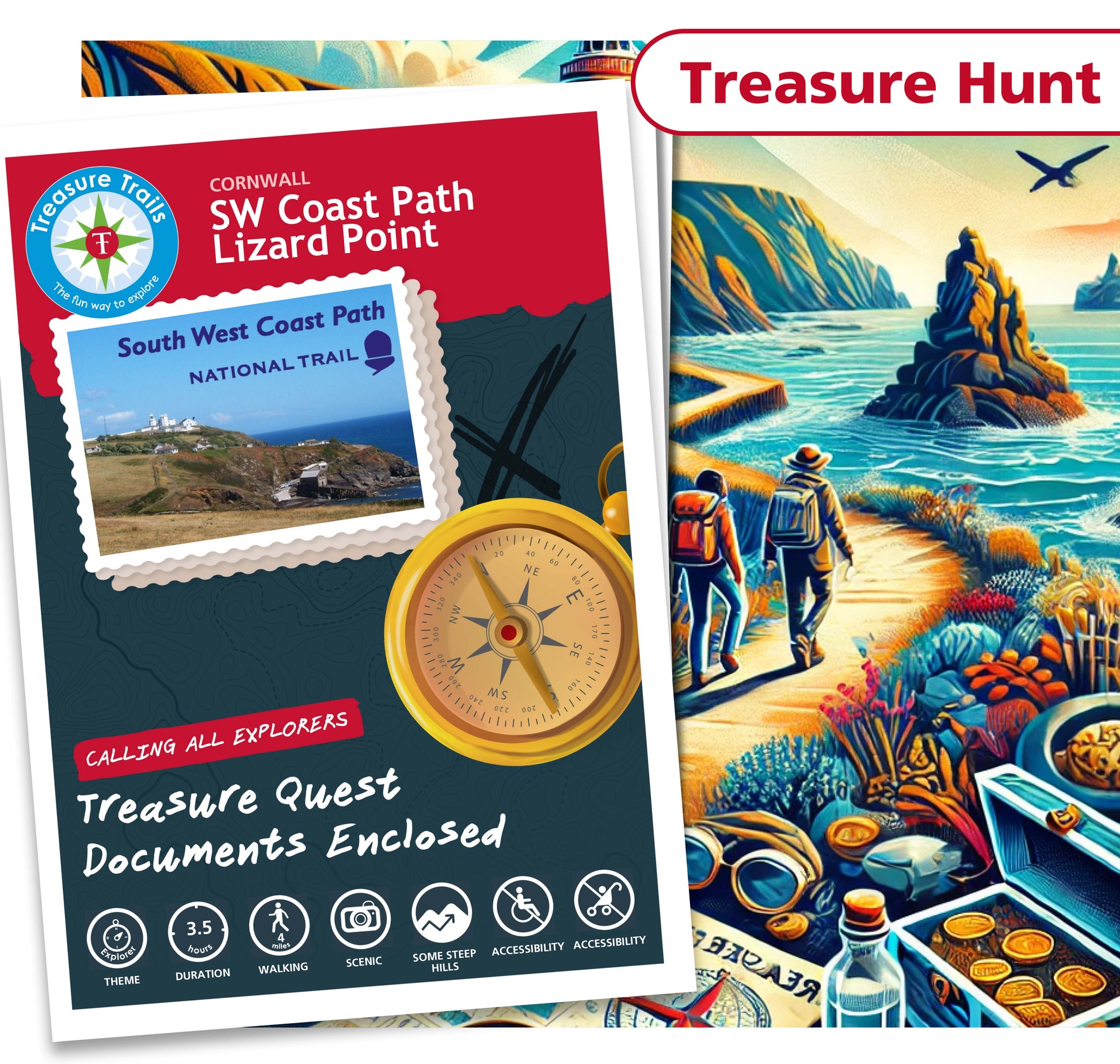 Treasure Hunt in Southwest Coast Path - Lizard, Cornwall - Solve Clues & Explore