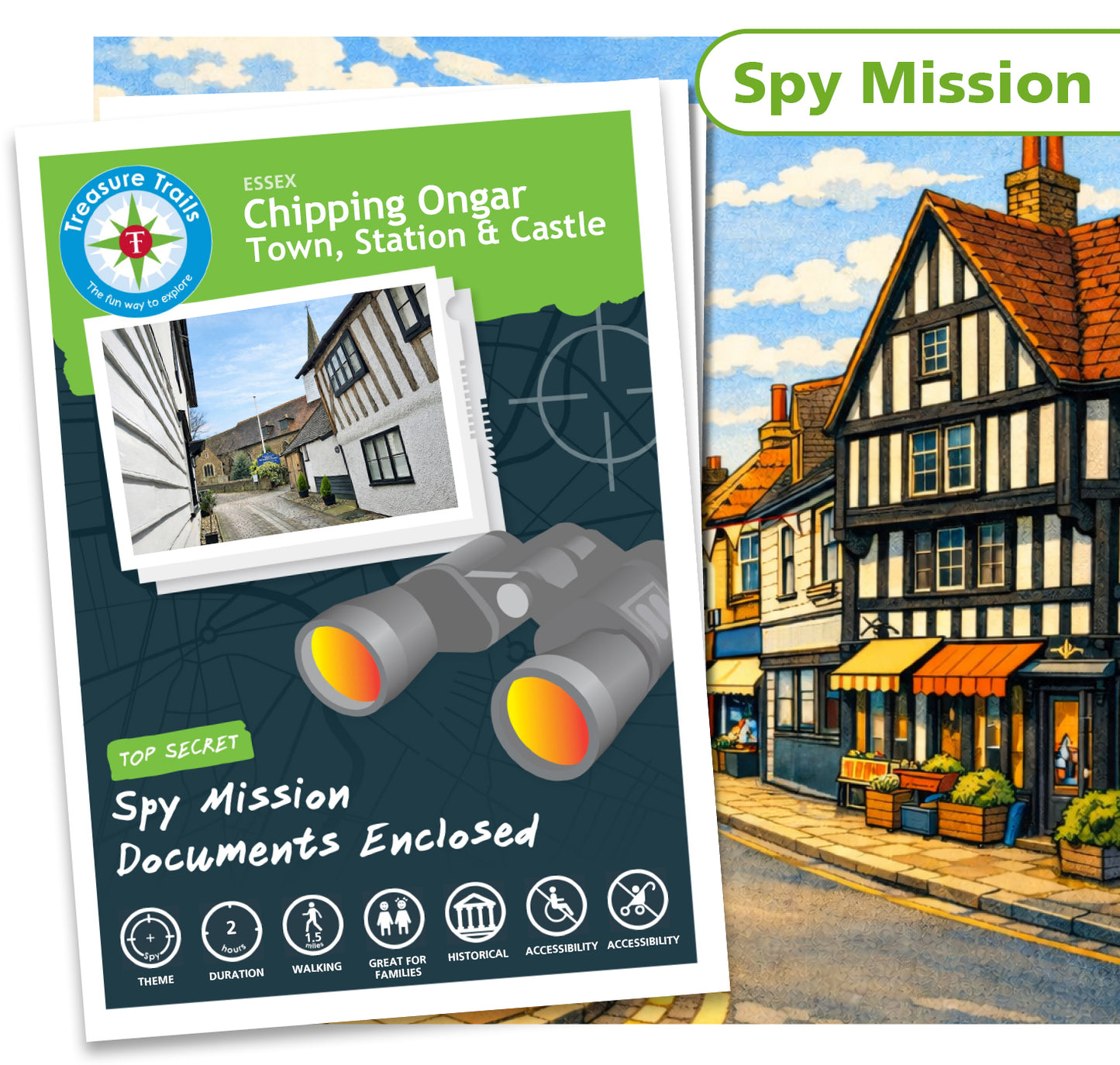 Solve clues as you hunt covertly around Chipping Ongar on a Spy Mission
