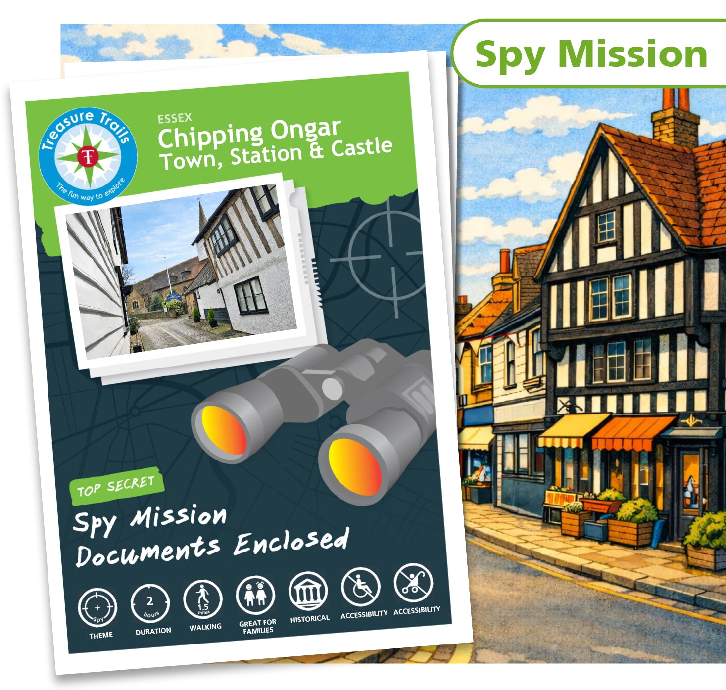 Solve clues as you hunt covertly around Chipping Ongar on a Spy Mission